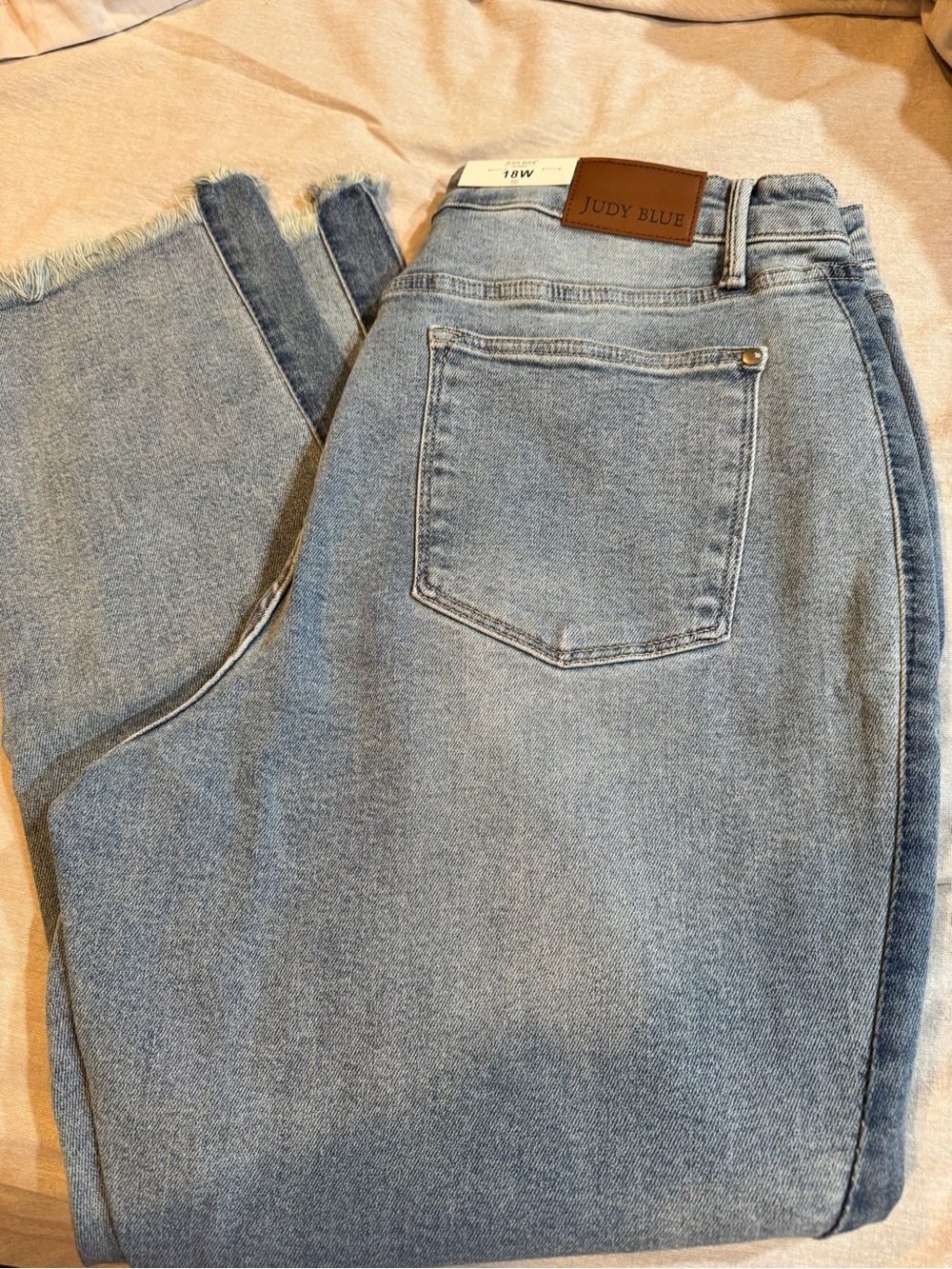 Judy Blue Light Blue High-Rise Straight Jeans with Frayed Hem